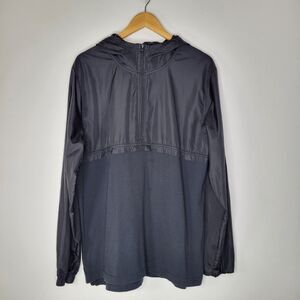 UNDER ARMOUR Black Hybrid Anorak Windbreaker Size XL Hooded 1/2 Zip Mixed Media